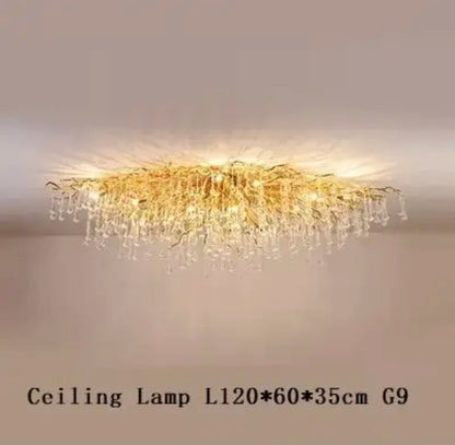 Luxury Gold Crystal LED Chandeliers Living Dining Room Bedroom Lighting Lustre Ceiling Pendant Lamps Indoor Villa Lights Fixture