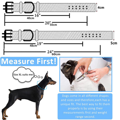 Heavy Duty Wide Military Thick Dog Collars for Large Dogs Adjustable Strong Nylon Tactical Pet Collar with 2-Rows Metal Buckle
