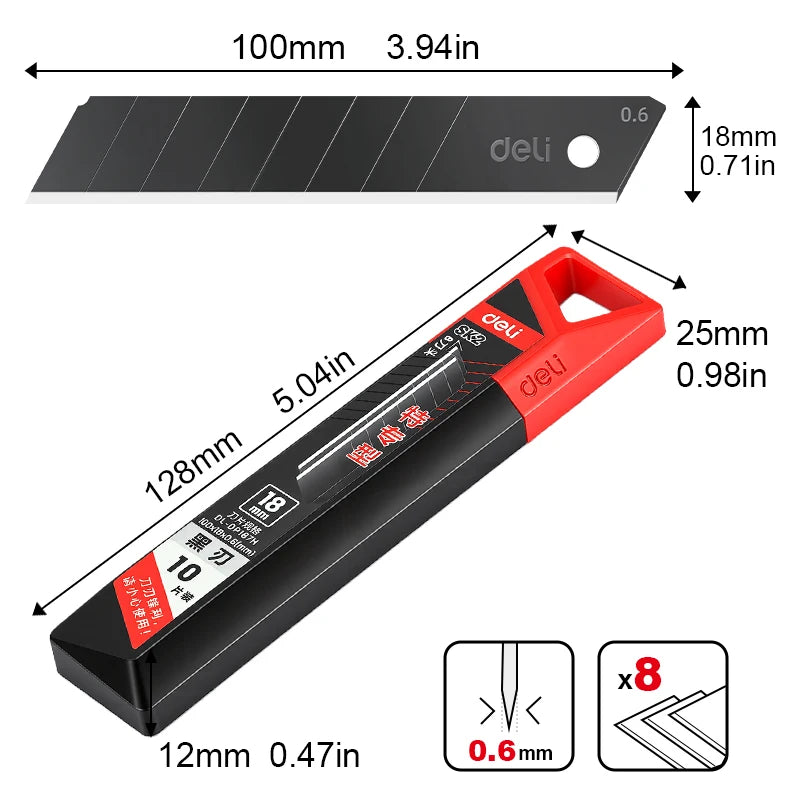 Heavy Duty 18mm Utility Knife Blades, 0.6mm Thick 60° Angle Alloy Steel, for Flooring, Packaging & Industrial Materials Cutting