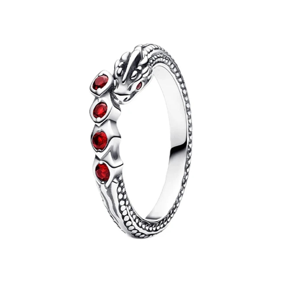 925 Sterling Silver Red Luminous firefly Heart Stone Snowflake Daisy Ring Rings Wedding Fashion Fine Jewelry For Mother Day