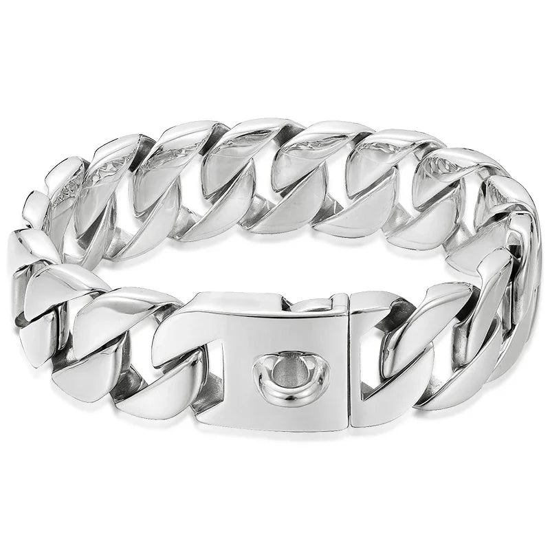 32mm Strong Stainless Steel Cast Gold Dog Collar Solid Buckle Necklace Bully Fighting Large Dog Dog Chain