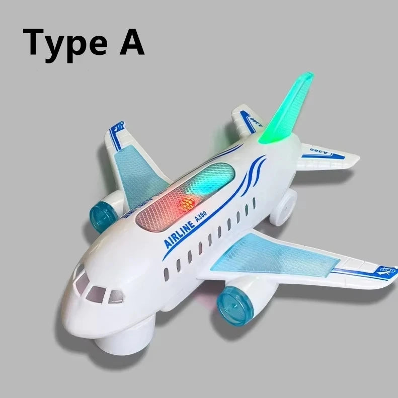Children Electronic Aeroplane Toy with Music Autopilot Rotation Flash Sound Plane Educational Toy Christmas Gift for Kids