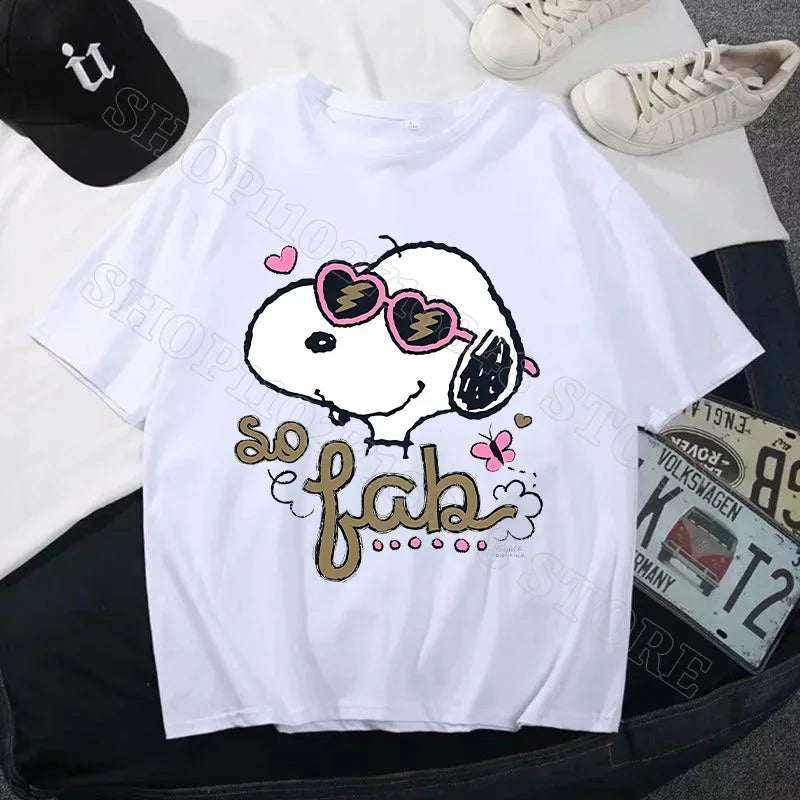 Snoopys Men Women Summer Clothes Adult Cotton Shirts Cartoon Anime Graphic Print Tops Cool Comfortable Shirt Birthday Party Gift