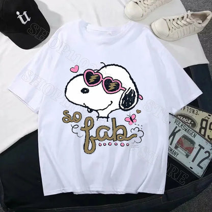 Snoopys Men Women Summer Clothes Adult Cotton Shirts Cartoon Anime Graphic Print Tops Cool Comfortable Shirt Birthday Party Gift