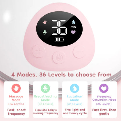 MAMIJOY 2PCS Wearable Electric Breast Pump 4 Modes 36Suction Levels Silent Leak-Proof Hands Free Breast Pumps Breastfeeding EB50