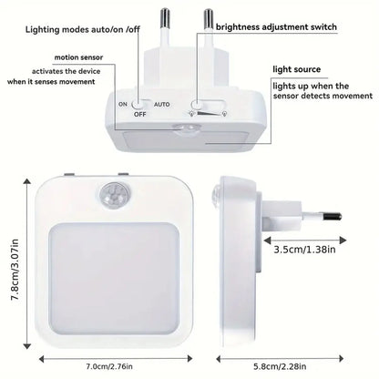 1pc Smart Night Light With Motion Sensor, Modern Red Lighting, Suitable For Bedroom, Bathroom, Kitchen And Living Room