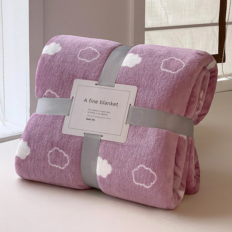 Thick Thow Blanket Geometic Style Reactive Printed Flannel Fleece Blanket for Beds Single/Queen/King Plush Plaids Sofa Plaid Bed