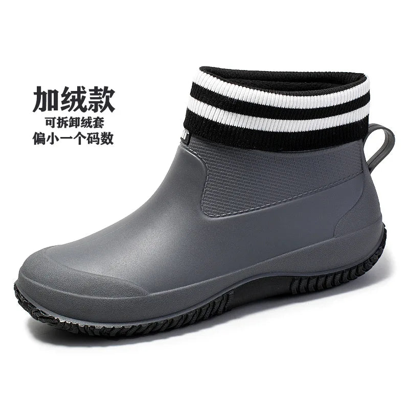Women's Ankle Rain Boots Summer Wear-resistant Anti-Slip Couple Men And Women Short Rubber Boots Suitable For Outdoor Camp