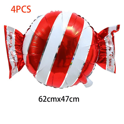 4Pcs Colorful Candy Foil Balloons Children's Birthday Party Decoration Striped Polka Dots Balloon Kids Baby Shower Christmas