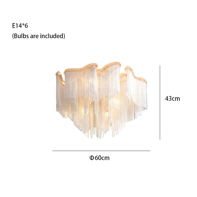 Luxury Tassels Led Pendant Lights New Gold Lustres Hanging Lamps For Ceiling Modern Decoration Home Decor For Bedroom Chandelier