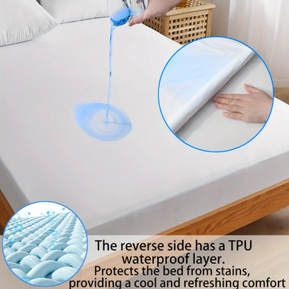 1pc Cooling Fitted Sheet Made of 100% Cooling Nylon, Waterproof Bed