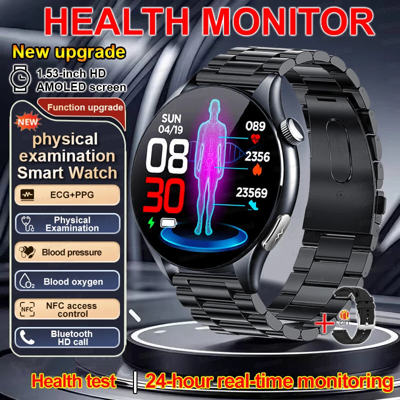 2026 New Smart Watch NFC ECG+PPG Blood oxygen Uric Acid Blood Pressure Sapphire Smartwatch Men For Android iOS Smart watch men