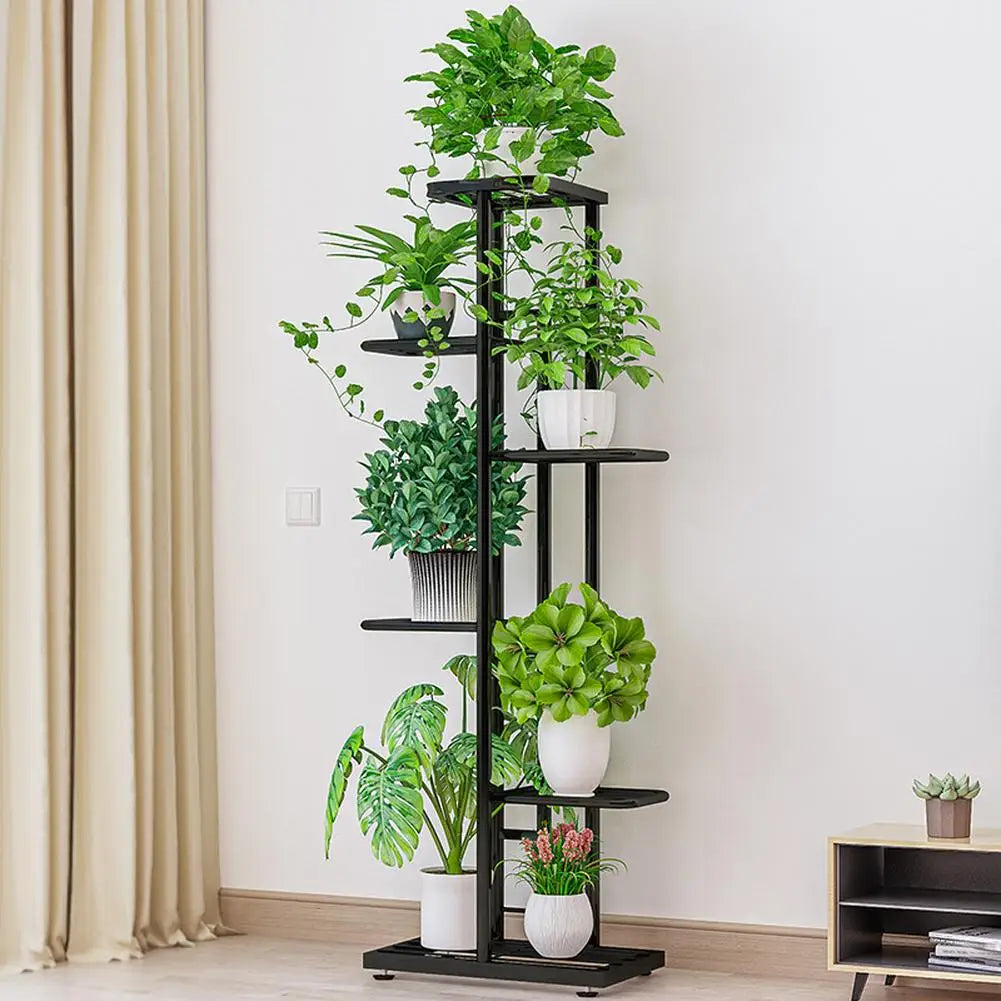 6 Tier Plant Stand, 7 Potted Indoor Tall Plant Holders, Corner Metal Tiered Plant Stands, Multiple Plant Display Rack Organizer For Living Room Balcony