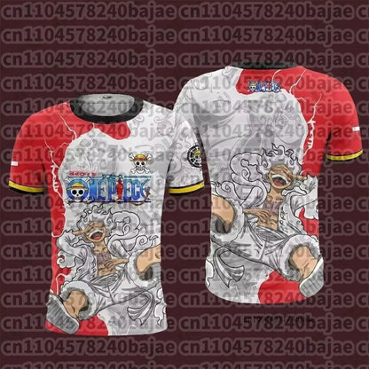 Hot Anime One Piece Luffy Gear5 Man Football Jersey Summer T-shirt men Vintage Fashion Sport Women pulovers kids' tops t-shirt