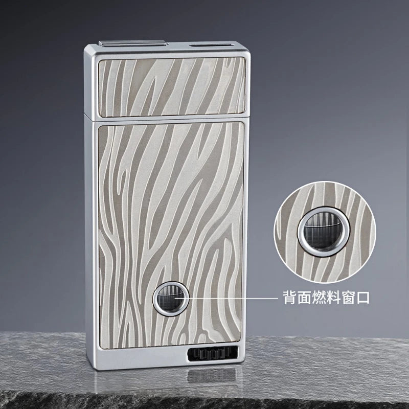 Jobon Upgraded Luxury Press Ignition Gas Lighter - Zinc Alloy Windproof Lighter Blue Jet Flame Cigar Lighter Men's Gift