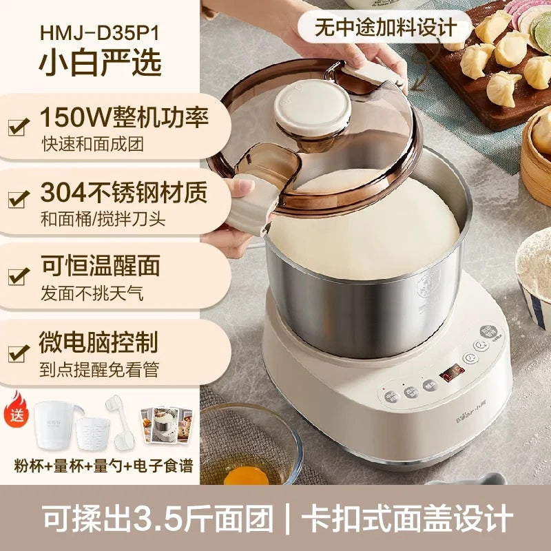 3.5L Electric Dough Mixer Household Small Automatic Dough Kneading Machine Microcomputer Intelligent Control Vertical Food Mixer