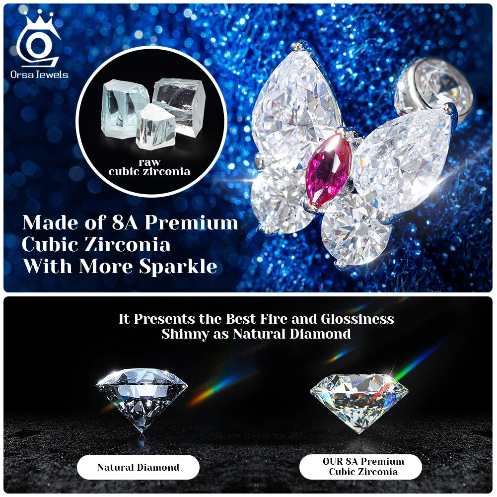 ORSA JEWELS Exquisite 925 Sterling Silver Zircon Earrings for Women Shiny 8A Premium Cubic Zirconia Earrings Party Jewelry LZE03