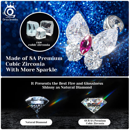 ORSA JEWELS Exquisite 925 Sterling Silver Zircon Earrings for Women Shiny 8A Premium Cubic Zirconia Earrings Party Jewelry LZE03
