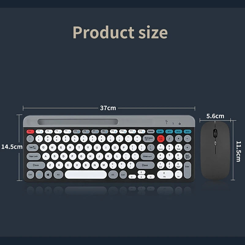 Dual-mode Wireless Keyboard & Mice Combo 2.4G Bluetooth 5.0 Membrane Keyboards BT 3-Channels Rechargeable Key Board Mouse for PC