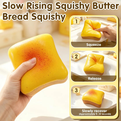 Toast Squishy Toy Slow Rising Bread Squeeze Fidget Toy Soft Stress Relief Decompression Toy Anxiety Relief Gift for Kids Adults
