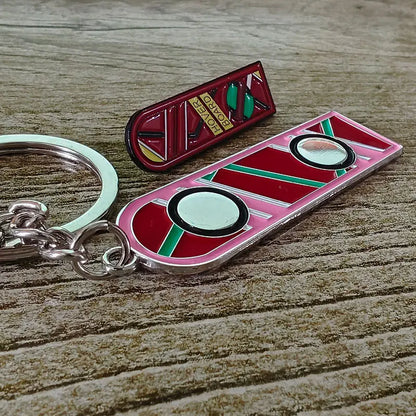 Back To The Future Enamel Pin Hover Board Lapel Pin Back To The Future Keyring Backpacks Briefcase Badge Brooch Fashion Jewelley