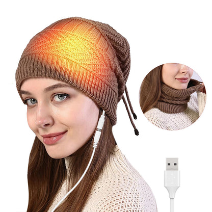 Electric Heating Hat Electric Warm Heated Hat USB Electric Heating Hat Warm Heated Hat Outdoor Knitted Heated Hat Scarf
