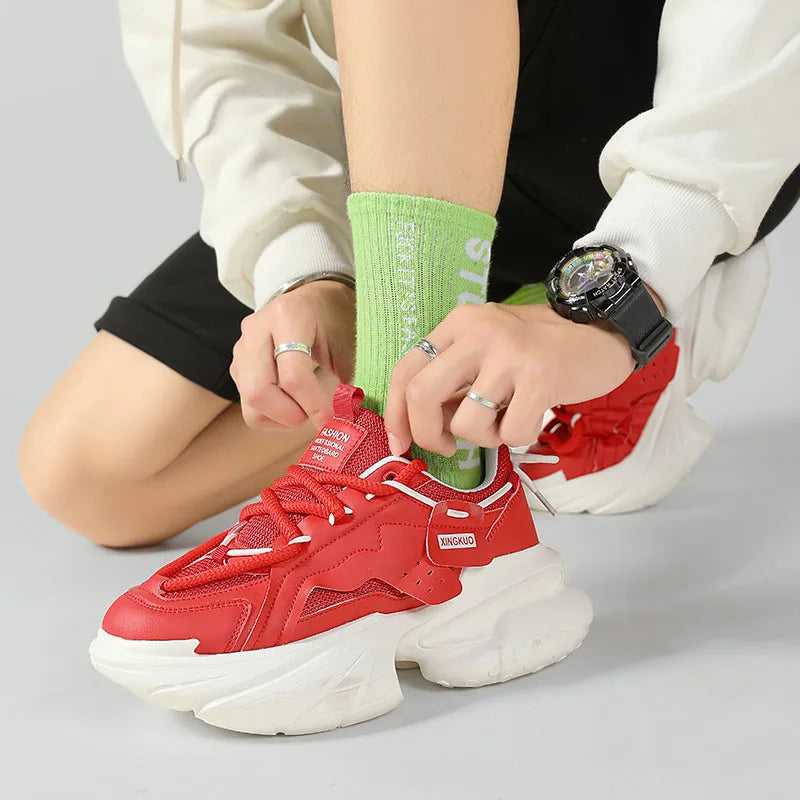 Brand Red Men Height Increasing Shoes Luxury Autumn Casual Sneakers Men Platform Trainers Design Fashion Thick sole Sneakers Man