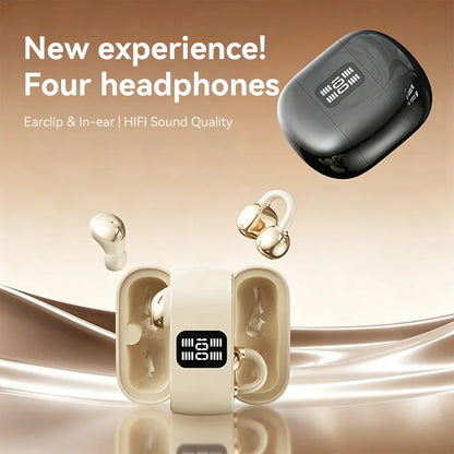 Twin Headphone Bluetooth Headset Fashion Plating HiFi Bass Low-Delay Game Sleep In-ear Earplug Sports Ear Clip Wireless Earphone