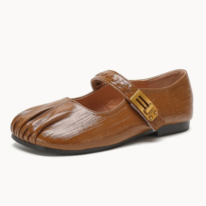 Pleated Retro Casual Flat Shoes Women Loafers Soft Sole Comfort Office Women Shoes Light Soft Leather Brand Ballet Flats Women