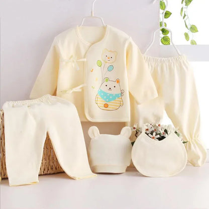 5 Pcs/set Newborn Baby 0-3 Month Clothing Set Babies T-Shirt Pants Hat Boy Girl Clothes Cotton Set