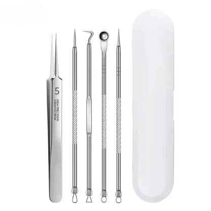 4-11Pcs Ingrown Hair Tweezers Acne Blackhead Removal Needles Black Dots Cleaner Deep Cleansing Pore Cleaner Face Skin Care Tools