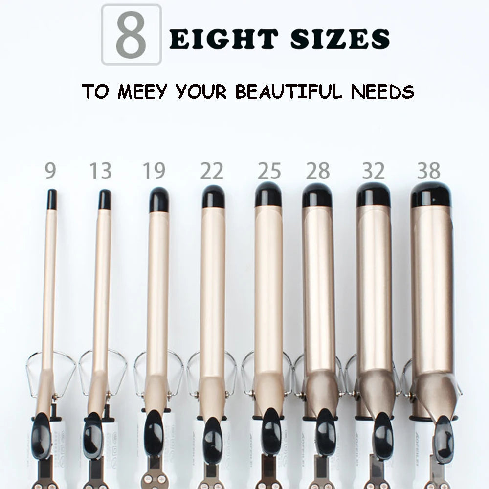 Electric Professional Ceramic Hair Curler LED Curling Iron Roller Curls Wand Waver Hair Straightener Styling Tool 9mm-38mm