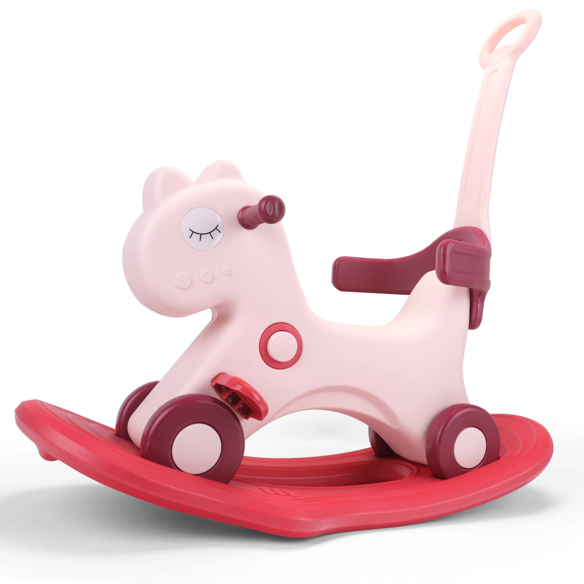 Toddler Rocking Horse Ride‑On Toy, Convertible Baby Rocker & Sliding Car with Backrest, Safe Indoor Play Gift for 1‑3Y Kids Boys Girls