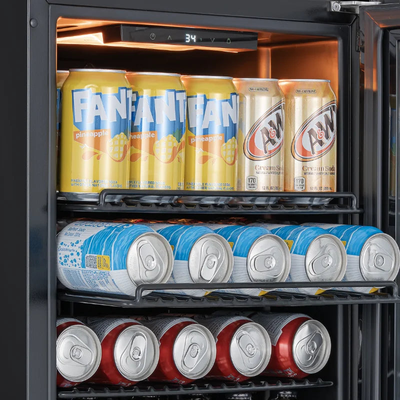 Ca'Lefort Beverage Cooler 62L Mini Fridge Direct Cooling Digital Temperature Control Beverage Refrigerator  with Reversible Glass Door, Adjustable Shelves  for Soda, Beer & Drinks, for Dorm, Office & Home