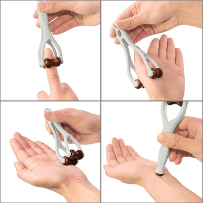 Finger Massager Solid Wood Finger Massage Roller Joint Massage Roller Acupoint Meridian 360 Roller Finger Massager Promote Blood