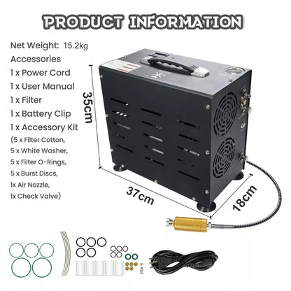 TUXING 4500Psi 300Bar PCP Air Compressor 800W Dual-Cylinder High Pressure Diving Compressor Auto Stop PCP Rifle Scuba Tank