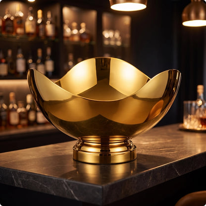 Champagne Bowl Irregular Wine Chiller Bowl Wine Cooler Container Decorative Metal Basket Large-Capacity for Hosts, Parties