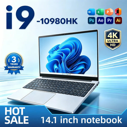 Intel Core i9 10980HK 14.1 Inch Pro Laptop 8C 16T 2.4 5.3GHz 16MB 45W 32GB  2TB M.2 SSD Gaming Notebook Office Pro Max HD