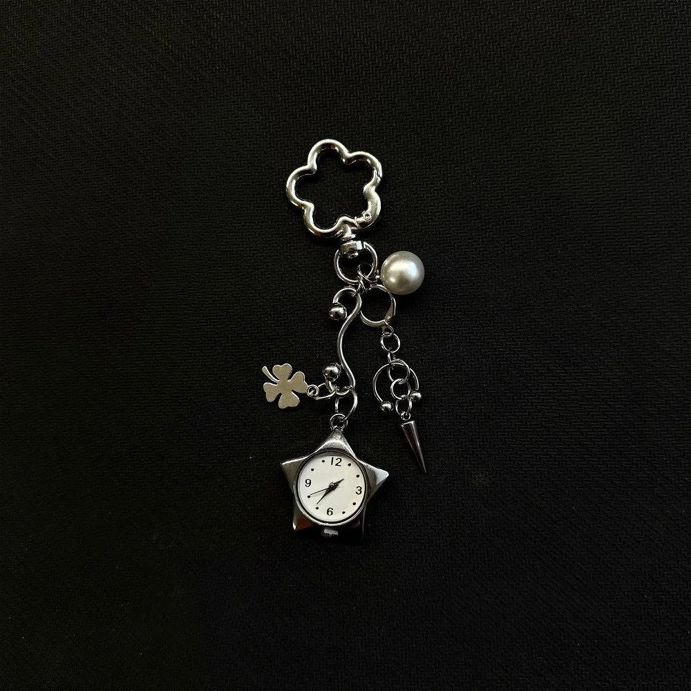 Original Hollow Heart Pocket Watch Chain Keychain Design Steampunk Clock Vintage Necklace Pendant Jewelry Watch Men Women Gift