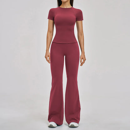 Gym Set 2PCS Yoga Suit Sports Outfit Women Tracksuit Running Workout Clothes Short Sleeves Sport Bra Athletic Wear Yoga Clothing