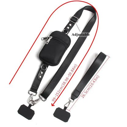 Adjustable Crossbody Phone Bag with Detachable Lanyard Multi-functional Phone Cases RFID Blocking Zipper Wallet for Cards Key ID