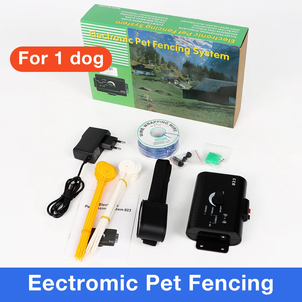 HT-023 Dog Electric Fence Shock Training Collar Electronic Pet Fencing System Adjustable Control Range Wired Containment System