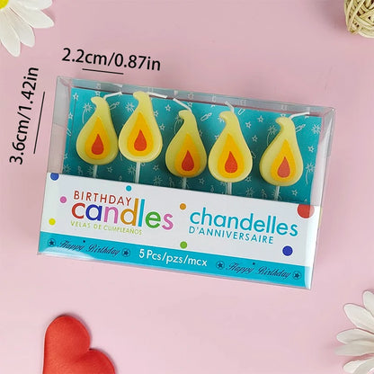 Yellow Flame Cake Candle Retro Cartoon Flame Candle Birthday Candle Internet Celebrity Christmas Decoration