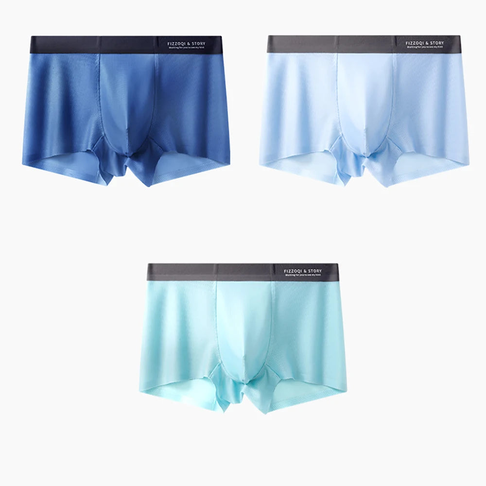 1/3PCS Ultra-thin Ice Silk Quick-dry Underwear Man Smooth Seamless Men's Panties Breathable Antibacterial 3D Silk Crotch Boxers