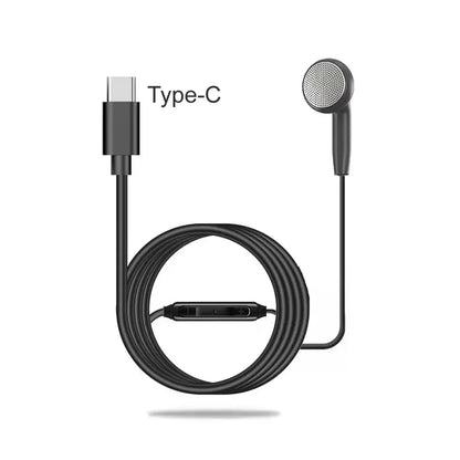 USB C Single Side Headphone for Samsung S23 FE S22 S21 S20 A53 A54 3.5mm/Type C Wired Earphone with Mic for iPhone 15 16 Pro Max