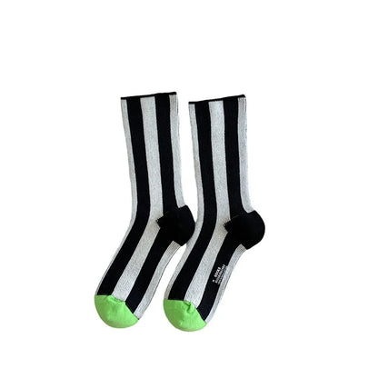 1Pairs Striped Funny Socks Korean Japanese Man Women Design Unisex Fashion Trendy Crew Stockings