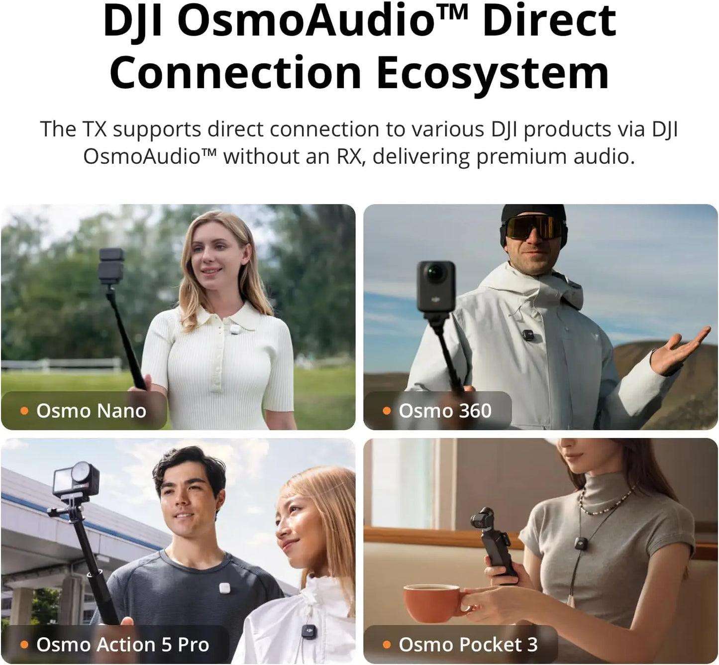 Refurbished Used DJI Mic 2 Transmitter Wireless Bluetooth Microphone with Intelligent Noise Cancelling 14-Hour Internal Recording 6-Hour Battery Magnetic Attachment for Vlogs