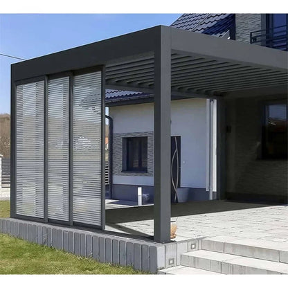 Aluminum Pergola Rainproof Electrically Adjustable Gazebo Electric Louvered Awning Outdoor Patio Sunshade