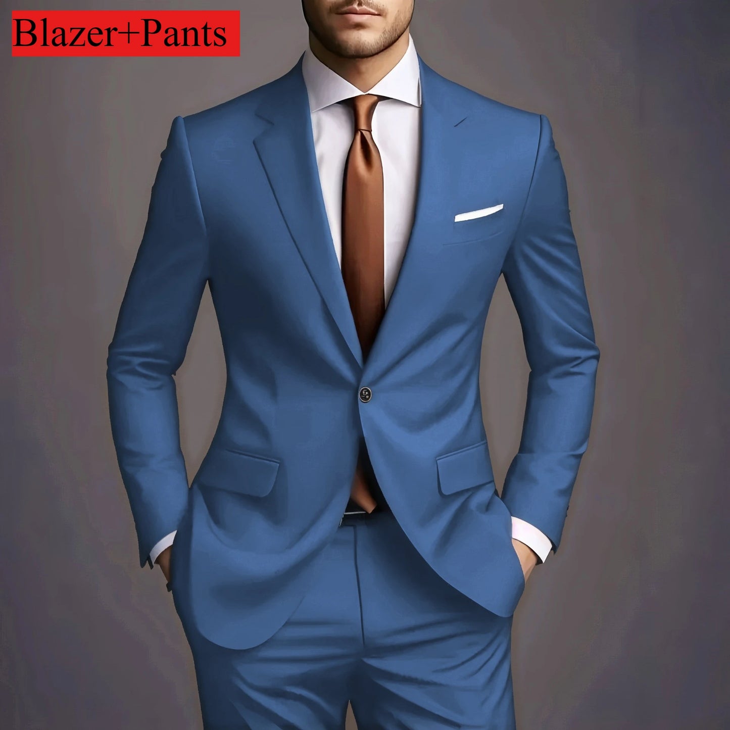 2026 New Luxury Elegant Men's Suits 2 Piece Set Fashion Korean Casual Slim Fit Social Groom Wedding Tuxedo