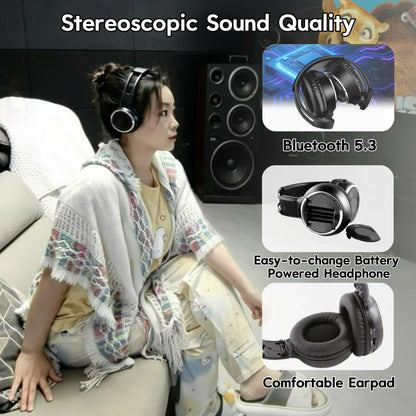 3 Channel Silent Disco Wireless Headphones Bundle with 500m Distance Transmitter for Entertainment Party